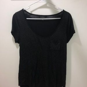 Black metallic relaxed fit scoop neck tee